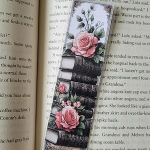 Floral Book Stack Bookmark: Vintage Botanical Laminated Bookmarks