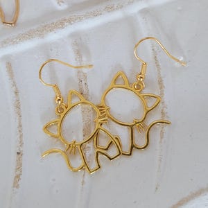 Cat Dangle Earrings: Handmade Kitty Jewelry, Gift for Cat Lovers