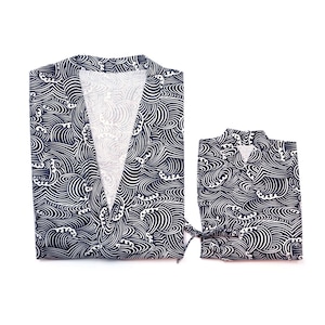 Deep Sea Wave Print Kimono Jinbei Set Adults Men Women Unisex