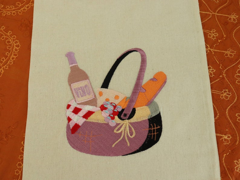 Personalized Picnic Basket Pattern Embroidered Tote Bag Etsy