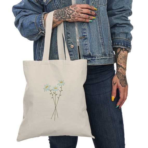 Daisy Tote Bag Flower Tote Floral Minimalist Tote Bag - Etsy