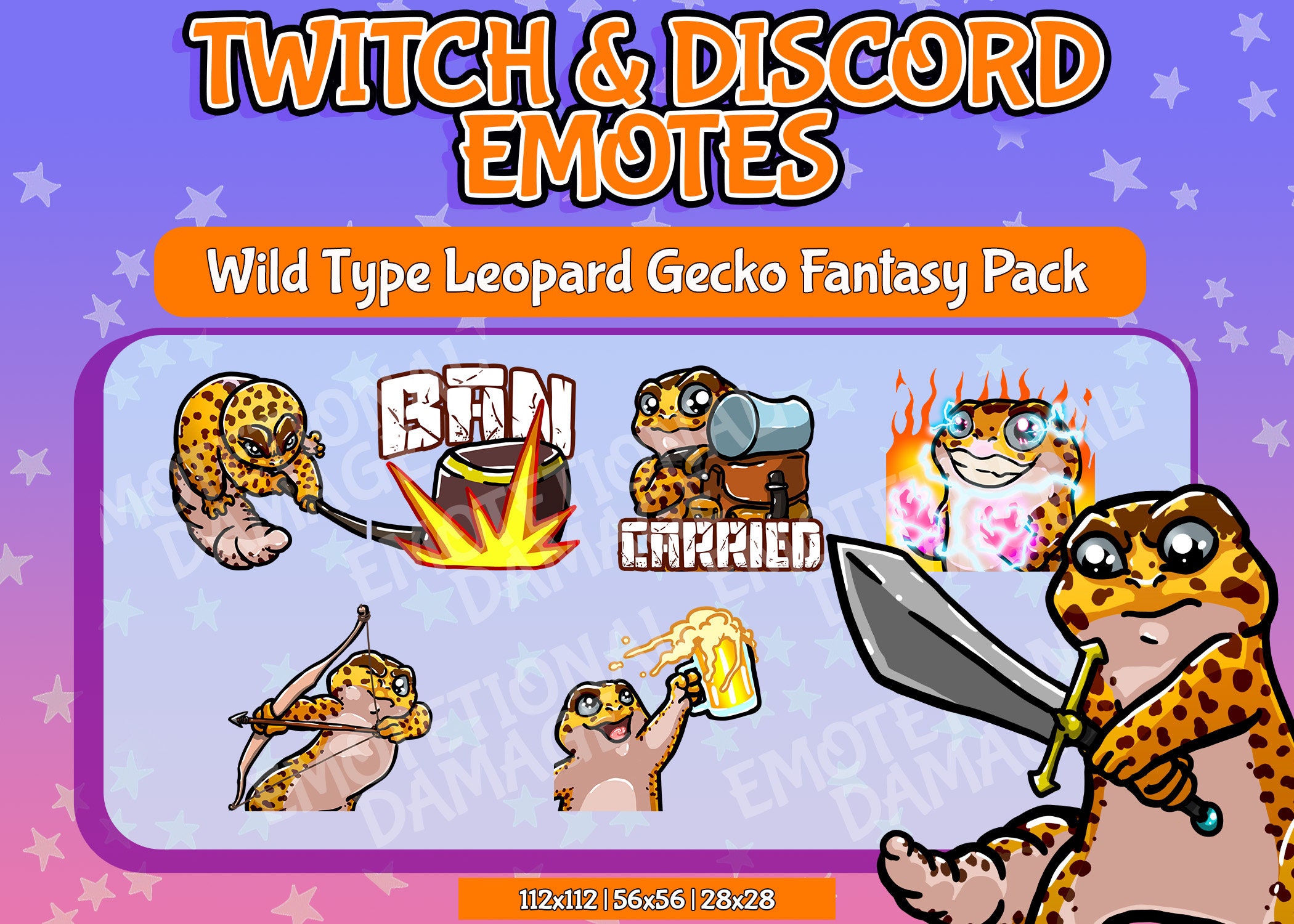 7 Wild Type Leopard Gecko Emotes Fantasy Pack Set for Twitch - Etsy
