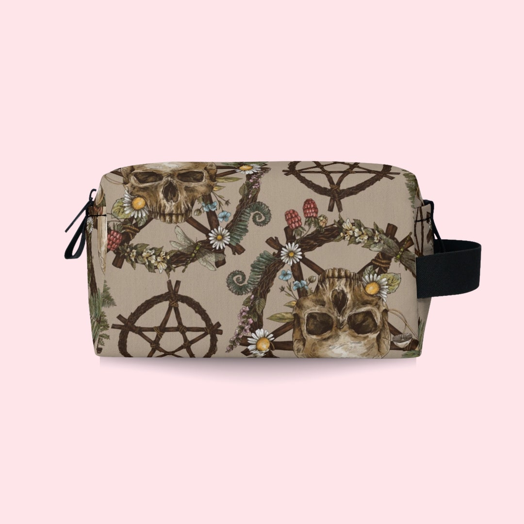 Green Witch Floral Toiletry Bag Skull Pentagram Zipper Bag Green Witch Accessory Bag Witchy ...