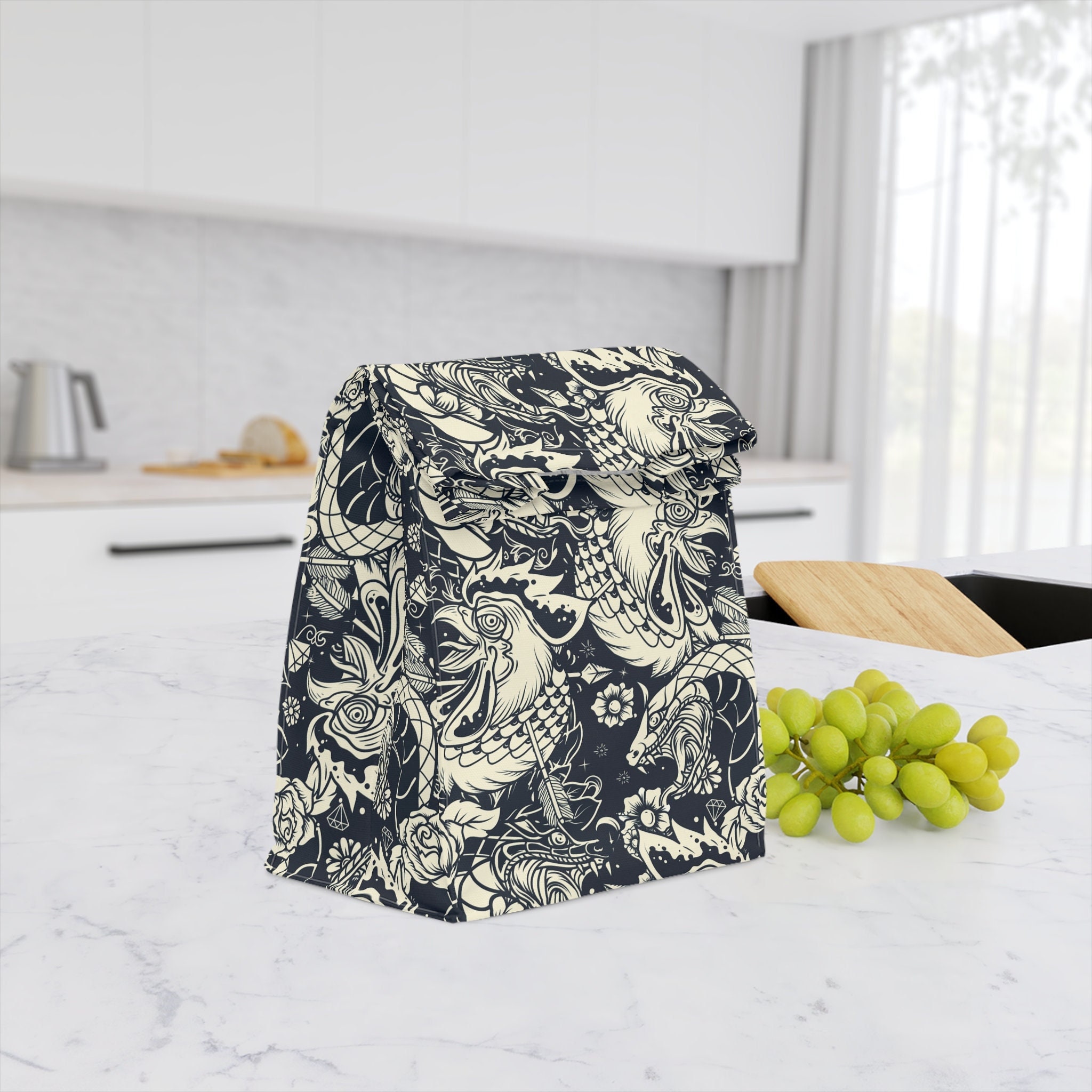 Tattoo Style Bamboo Lunch Box  Sweet Pea  Little Wolf