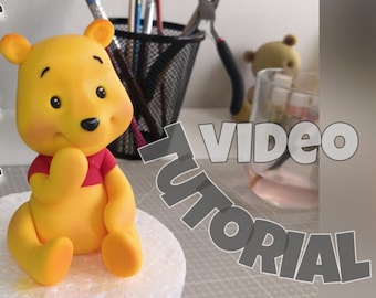 tutorial fondant caketopper bear Winnie , видео урок декор на торт мишка Винни