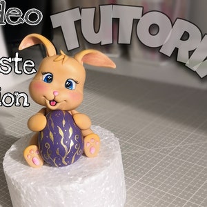 video tutorial fondant caketopper söt kanin , видео урок декор на торт милый зайка из мастики