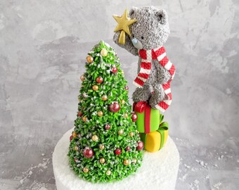 Fondant Christmas Tree and Bear Cake Topper Video Tutorial step-by-step