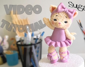 tutorial fondant caketopper fluffy kitty ballerina , видео урок декор на торт пушистая кошечка балерина