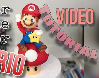 Mario super Brothers video tutorial fondant caketopper , видео урок декор на торт Марио на грибочке