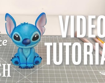tutorial fondant caketopper stitch ( from cartoon Lilo&Stitch ) , видео урок декор на торт Стич  (из мультика Лило и Стич)