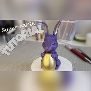 video tutorial fondant caketopper lila kanin, видео урок декор на торт милый фиолетовый зайка из мастики