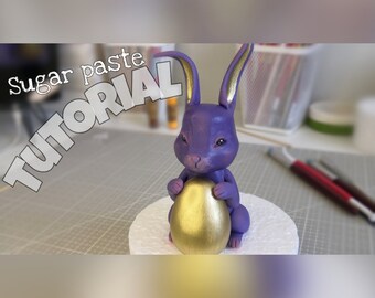 video tutorial fondant caketopper purple bunny , видео урок декор на торт милый фиолетовый зайка из мастики