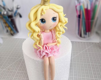 video lección fondant caketopper princesita, видео урок декор на торт маленькая принцесса