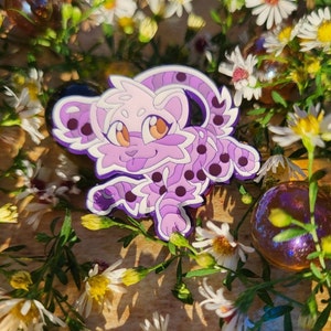 Boba Kitty Enamel Pin: Purple Dyed Metal, Soft Enamel
