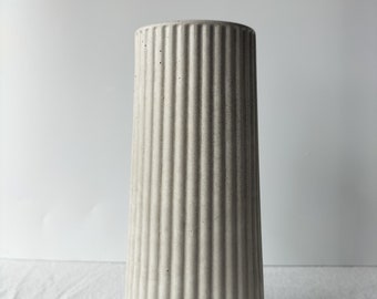 Light Grey Ribbed Vase,  Fresh or Dried Floral Arrangements, Art Deco Style, Handmade Homewares, Australian Made, Christmas Gift for mum