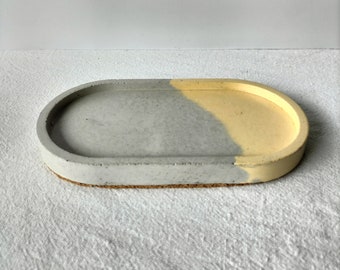 Oval Trinket Tray - Grey & Yellow