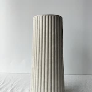 Light Grey Ribbed Vase,  Fresh or Dried Floral Arrangements, Art Deco Style, Handmade Homewares, Australian Made, Christmas Gift for mum