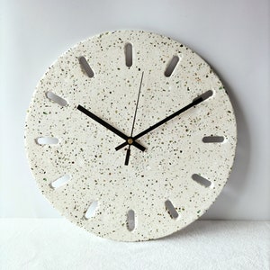 Moderne Beton Wanduhr, Terrazzo Finish, Stille Uhr
