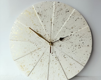 Gold Foiled Clock, Modern and Elegant home decor, Gold Wall Clock, Unique Sparkly Design, Xmas gift for the home