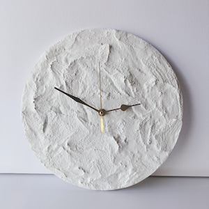 Contemporary White Textured Wall Clock, Modern Concrete design, Unique Clock for Wall, Handmade Christmas Gift