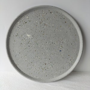 Large Light Grey Decorative Plate Crushed Glass Terrazzo image 5