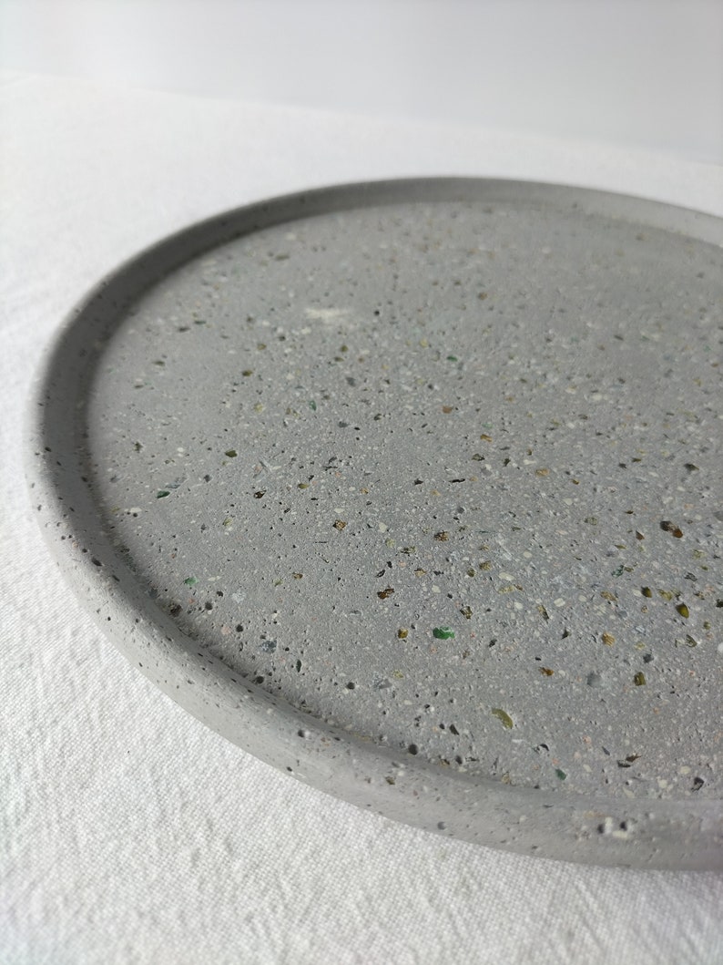 Large Light Grey Decorative Plate Crushed Glass Terrazzo image 2