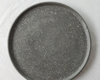 Large Black Decorative Plate - Crushed Glass Terrazzo