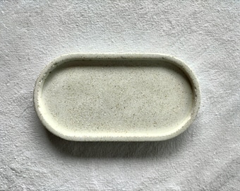 Oval Trinket Tray - White with recyled glass sand