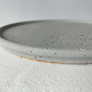 Large Light Grey Decorative Plate Crushed Glass Terrazzo image 3