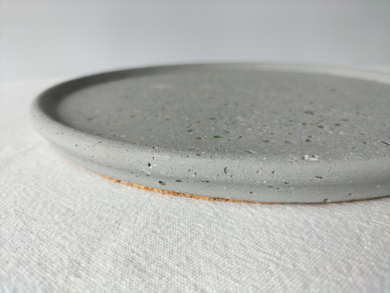 Large Light Grey Decorative Plate Crushed Glass Terrazzo image 3