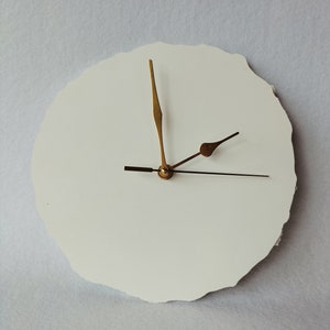 White Concrete Wall Clock: Modern Silent Clock with Gold Hands