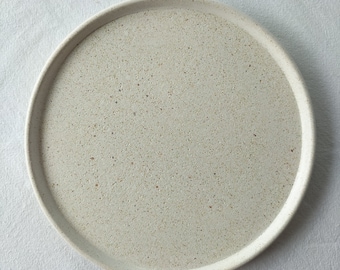 Large White Decorative Plate - Finely Crushed Glass Terrazzo