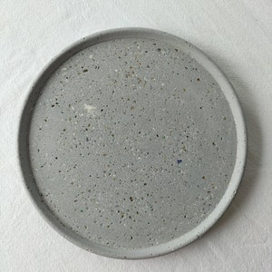 Large Light Grey Decorative Plate Crushed Glass Terrazzo image 1
