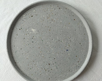 Large Light Grey Decorative Plate - Crushed Glass Terrazzo