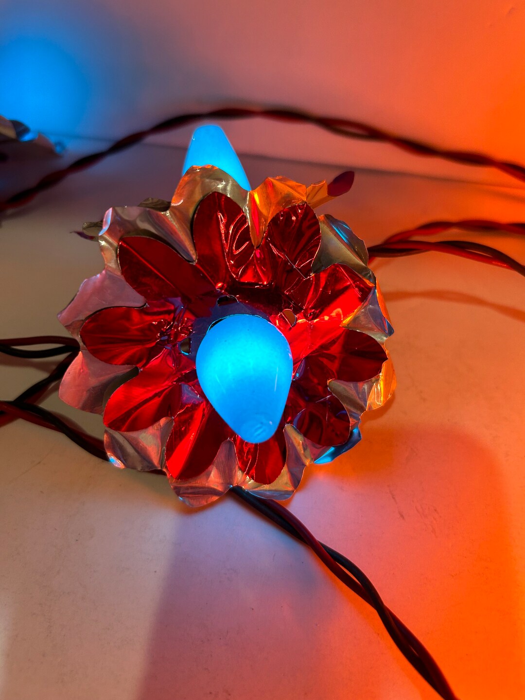 Vintage Christmas Tree Lights With Tin Light Reflectors MCM Etsy