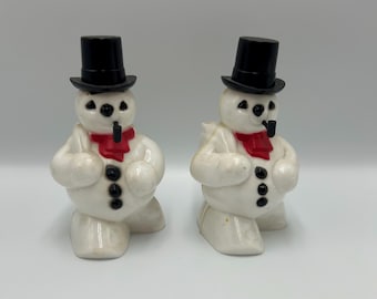 Vintage Snowman With Pipe Rosbro Candy Container 1950s