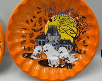 Vintage 1980s Halloween Candy Bowl: Reed Plastic Haunted House Decor