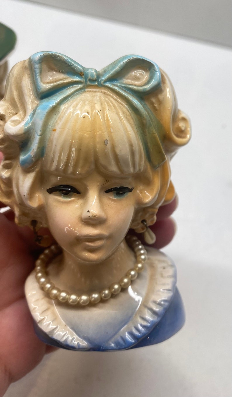 Vintage Lady Head Vases 1960 Nippon and Inarco Mini Set of 2 Etsy