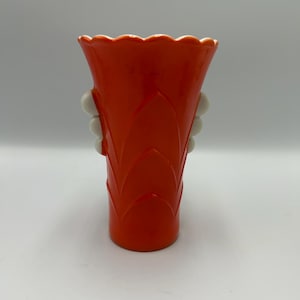 Vintage Fire King Orange & White Art Deco Vase - Anchor Hocking Milk Glass