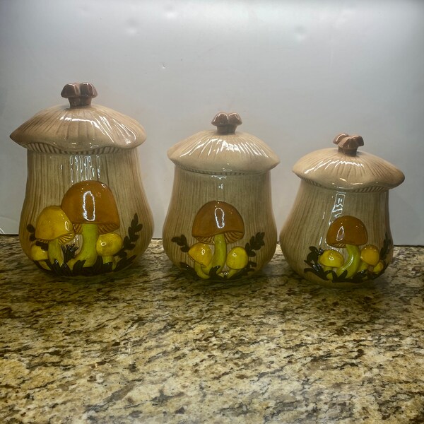 Mushroom Canisters Arnel's Ceramic set of 3 1970's