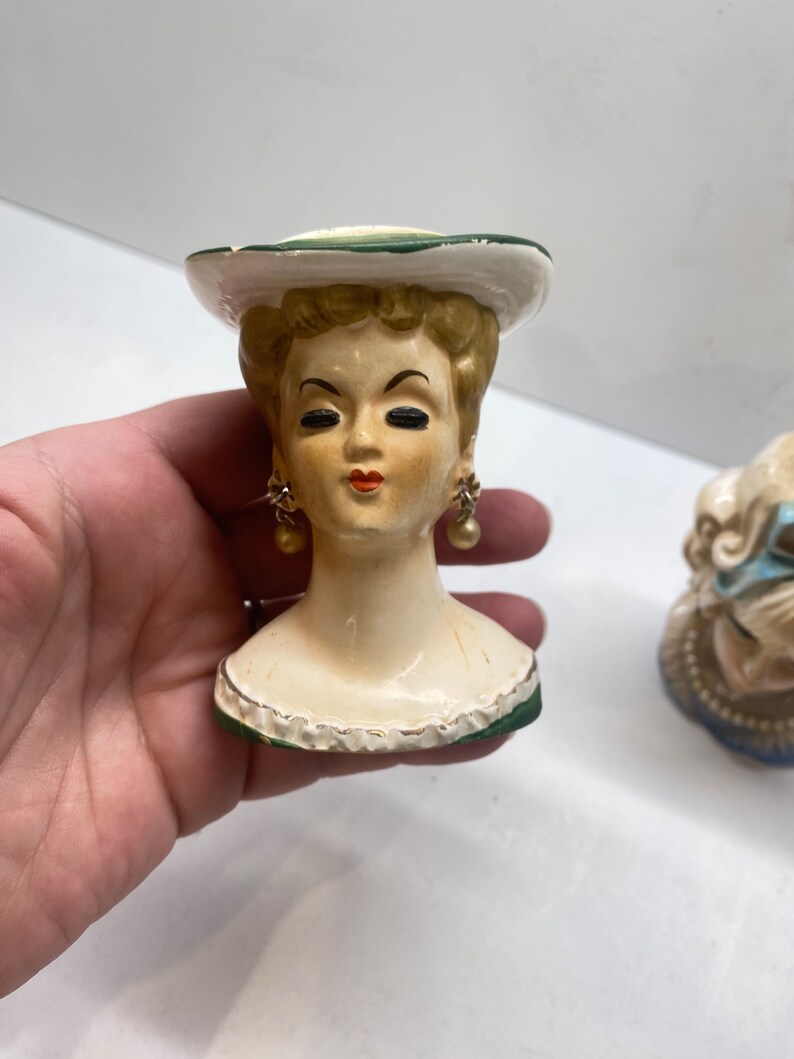 Vintage Lady Head Vases 1960 Nippon and Inarco Mini Set of 2 Etsy
