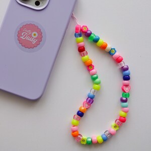 Colourful Peony Bead Phone Charm | Phone Bracelet | iPhone Charm | Y2K Phone Charm | Cute Face Phone Strap | Bead Phone Charm | Custom Gifts