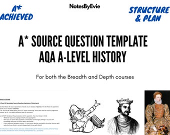 A Level History Source Question Planning Template | How to write an A* source question | Breadth & Depth Courses | AQA A Level History