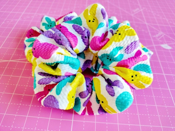 Marshmallow Bunny Easter Scrunchies, Easter Basket Gift, Rabbit Themed Hair Accessories