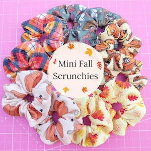 Mini Fall Scrunchies, Autumn Bullet Knit Hair Accessories, Little Girl Hair Ties