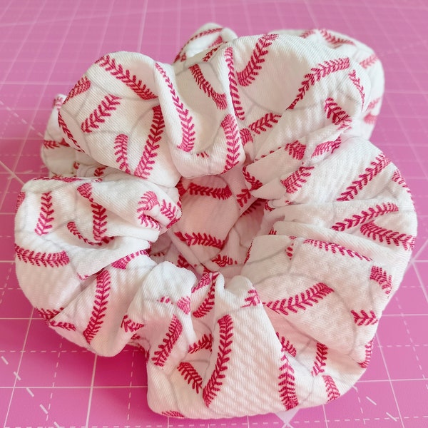 Baseball Bullet Knit Scrunchie, Little League Hair Accessories, Gift For Baseball Lover