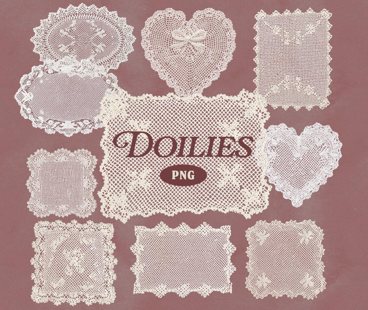 Lot De 7 Napperons Rectangulaires Au Crochet - Fait Main - Vintage