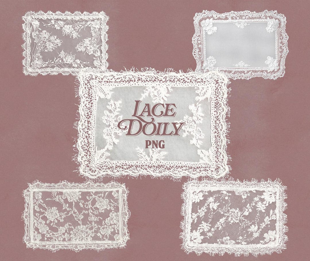 Lace Rectangular Doiley Vintage Rectangular Lace Doily PNG Set | Transparent Digital ...