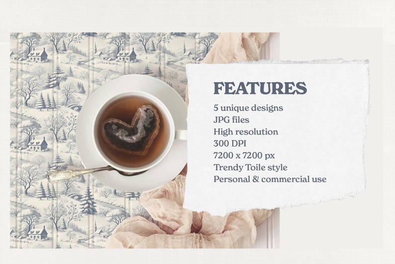 INSTANT DOWNLOAD Winter French Toile Seamless Patterns – Christmas ...