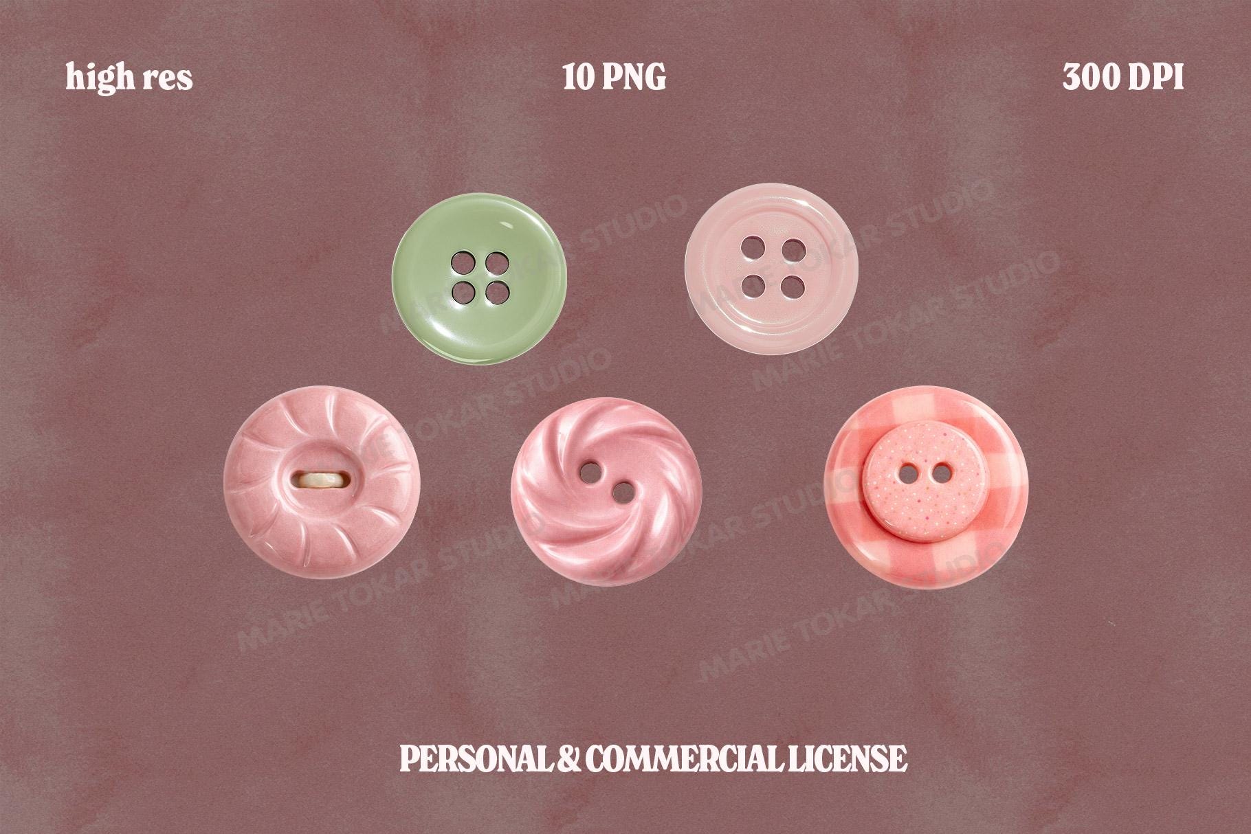 Cute Buttons PNG Clipart Set Pastel Sewing Buttons Kawaii Craft ...